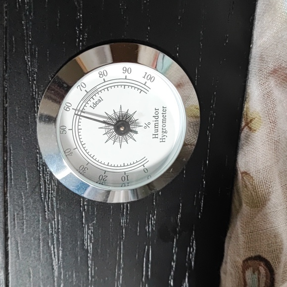 Black Espresso Wood Cigar Cutter Humidor Oak? Glass Lid Hygrometer - Picture 8 of 15